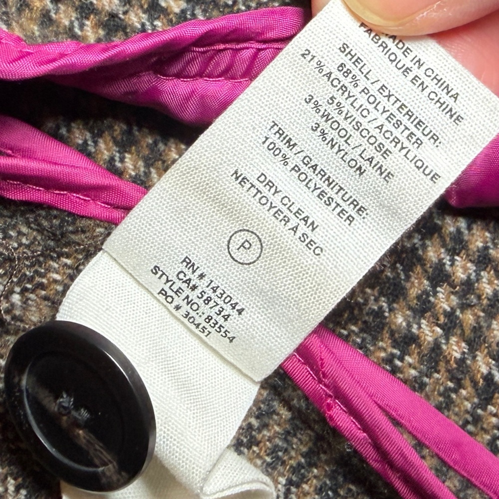 Avec Les Filles Plaid Coat Gray Large Long Jacket - Picture 7 of 8